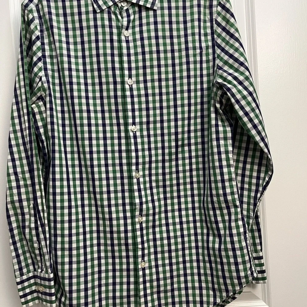 Banana Republic Slim Fit Men’s Gingham Shirt – Green/Navy, Size M